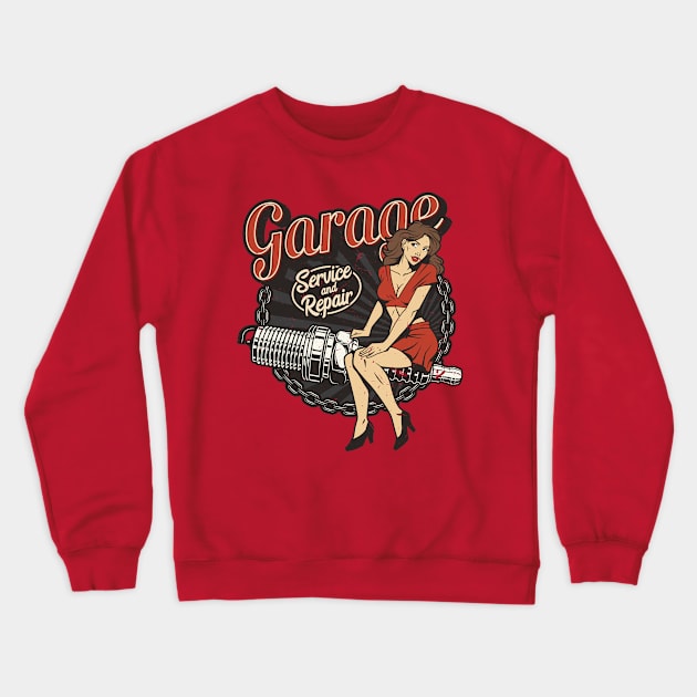 Garage Service and Repair Crewneck Sweatshirt by funkymonkeytees